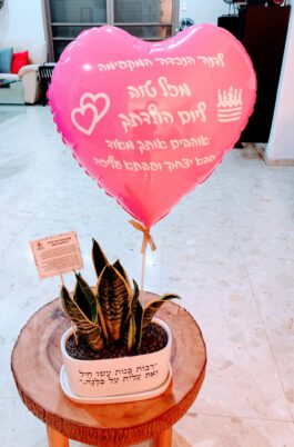 אדנית “רבות בנות עשו חיל…” עם סנסיוריה ובלון הקדשה
